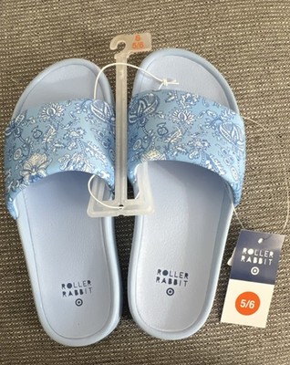 Roller Rabbit x Target Floral Slide Sandals Light Blue, Size 5/6, NWT, SOLD OUT!