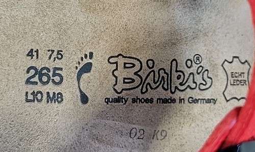 Birkenstocks Birki's Red Double Strap Sandals Pebbled Leather Size 41 US 10 NEW - Picture 7 of 13