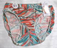 JOCKEY SZ 5 SMALL BIKINI 1370 TACTEL NO PANTY LINE PROMISE TEAL CORAL PANTIES