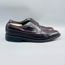Florsheim Shoes Mens 9.5 Burgundy Leather Wingtip Longwing Brogue Lace Up Dress