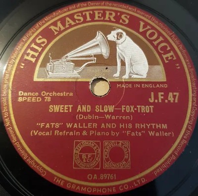 SCHELLACK Fats Waller & His Rhythm Lulus Back In Town / Sweet And Slow
