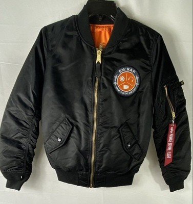 Alpha Industries Men's MA-1 Bomber Jacket Black EM:RAP Patch Sz XS