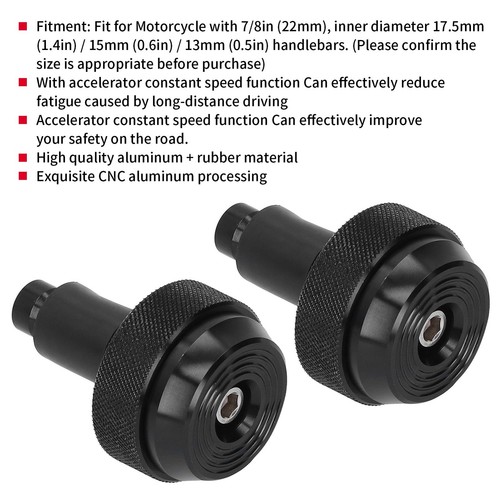 ˜Motorcycle Handlebar End Plug Throttle Speed Control Black Alumimium Rubber - Picture 5 of 15