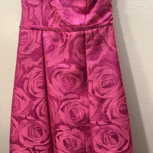 Pamella Roland Kleid Größe 6 formell rosa Blumen Jacquard hoch niedrig eine Schulter - Bild 4 von 11