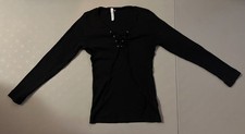 Charlotte Tarantola Women's Black Ribbed Small Top Lace Up Made in USA Goth Y2K