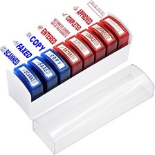 Self Inking Office Stamp Set 8pc Approved Paid Faxed