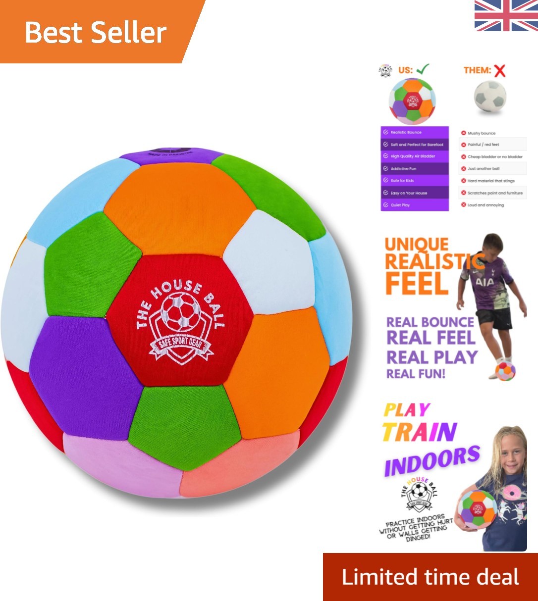 The House Ball - Fútbol sala suave definitivo talla 4 para niños de 4 a 12 años
