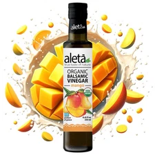 Aleta Organic, Infused Mango Balsamic Vinegar, No Additives, Bottle, 8.45 oz.