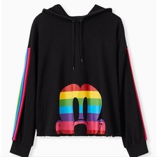 DISNEY cropped long sleeve hoodie Mickey Mouse rainbow graphic size 3 Plus Size