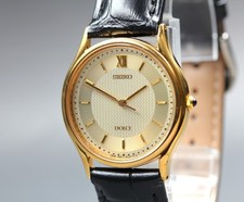 Orologio uomo SEIKO Dolce 5E31-6070 31 mm quadrante oro quarzo dal GIAPPONE quasi come nuovo