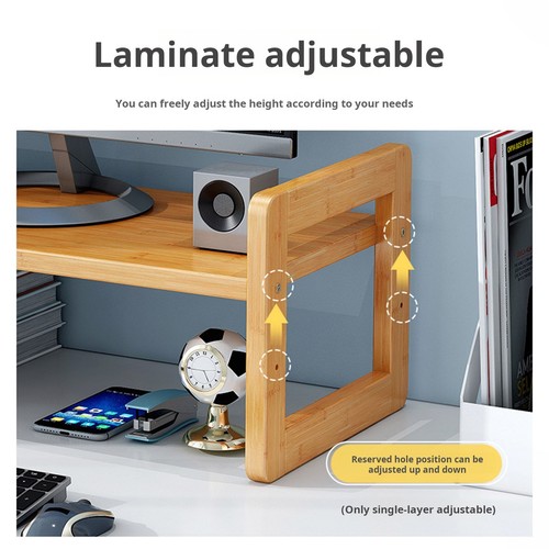 Storage Holder Space-saving Desk Wooden Monitor Stand Riser with Shelf Organizer - Afbeelding 7 van 11