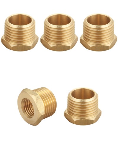 1/2" NPT Male x 1/4" NPT Female Brass Bushing Reducer 5 Piece