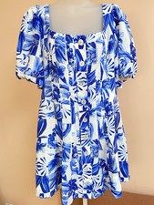 Farm Rio Garden Tiles Plaid Off-White Mini Floral Dress Women’s Size Medium