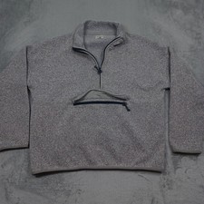 J Crew Sweater Womens XL Gray Fleece Pocket 1/2 Zip Pullover Casual Preppy
