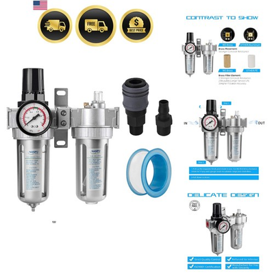 #ad 1 2quot; NPT Air Filter Pressure Regulator Lubricator Dryer Gauge Kit Water Oil T... $70.94