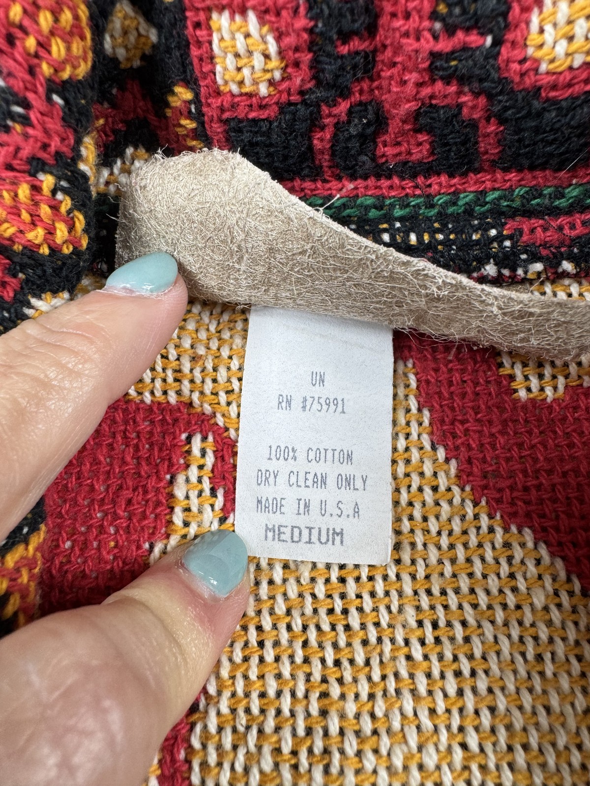 Giacca pony vintage dipinta donna lama media sud occidentale USA anni 90