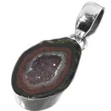 925 Sterling Silver Genuine Mexican Tabasco Geode Sterling Pendant