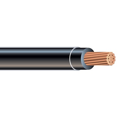 50' 2/0 AWG Copper THHN THWN-2 Building Wire Black 600V