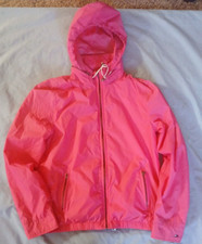 Tommy Hilfiger Pink Rain Windbreaker Jacket Size M Pockets/Hood Girls