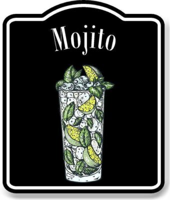 Mojito Cocktail Bar Sign BLACK Aluminum Composite Sign