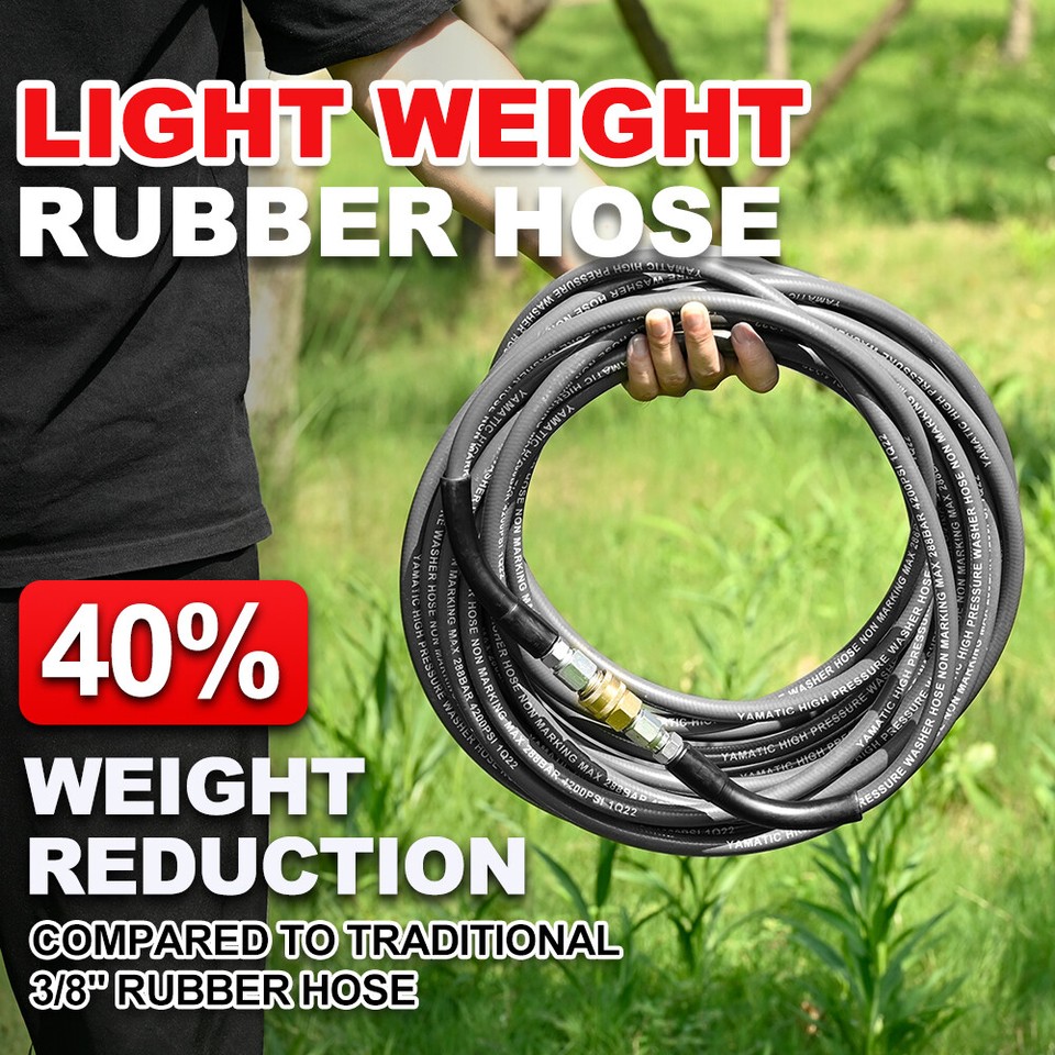 YAMATIC 1/4 Pressure Washer Hose 50FT with Stainless Steel YAMATIC 1/4 Pressure Washer Hose 50FT with Stainless Steel