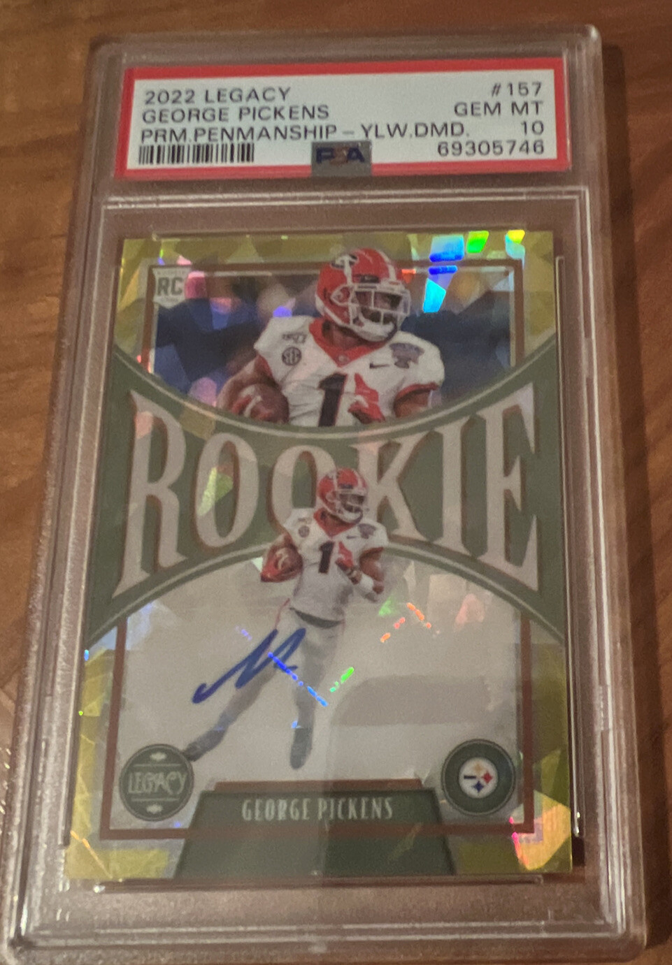 2022 Legacy Premium George Pickens Auto Yellow Diamond 18/25 PSA 10 Pop 1 Rookie