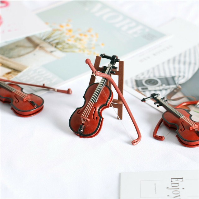 1/12 Dollhouse Mini Musical Instrument Model Classical Guitar Violin For D-'f RA10914 1/12 Dollhouse Mini Musical Instrument Model Classical Guitar Violin For D-'f RA10914