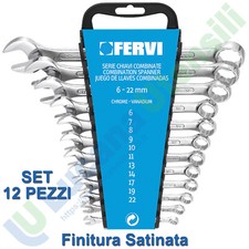 Serie Set 12 Chiavi Combinate 6-22 Fisse a Stella FERVI Cromate Poligonali 0073