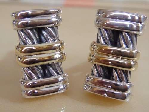 $950 DAVID YURMAN 14K GOLD ,SS CABLE CUFFLINKS - Picture 2 of 4