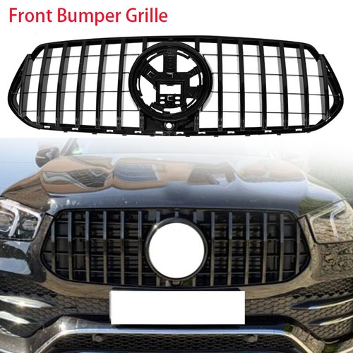 Gloss Black Front Grill Cover For Mercedes Benz W167 GLE350 GLE53 2019-2022 NEW - Picture 2 of 13