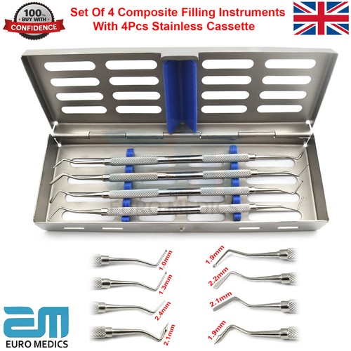 Set of 4 Dental Composite Dentist Hygiene Tools 4pcs Cassette Oral