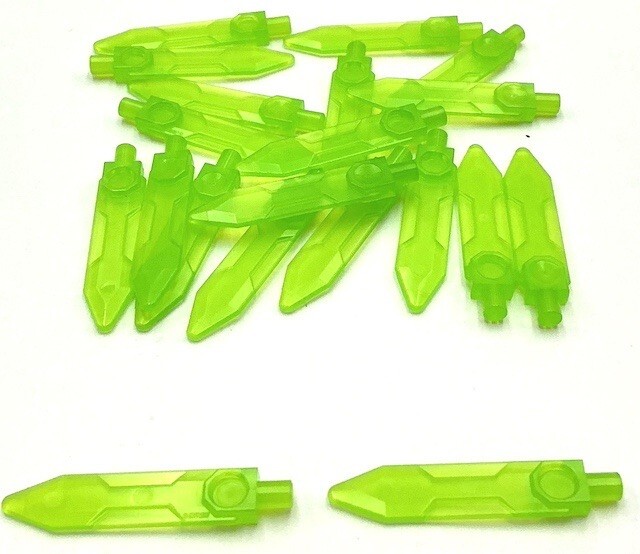 Lego 20 Trans-Bright Green Minifigure Weapon Sword Blades with Bar Ends