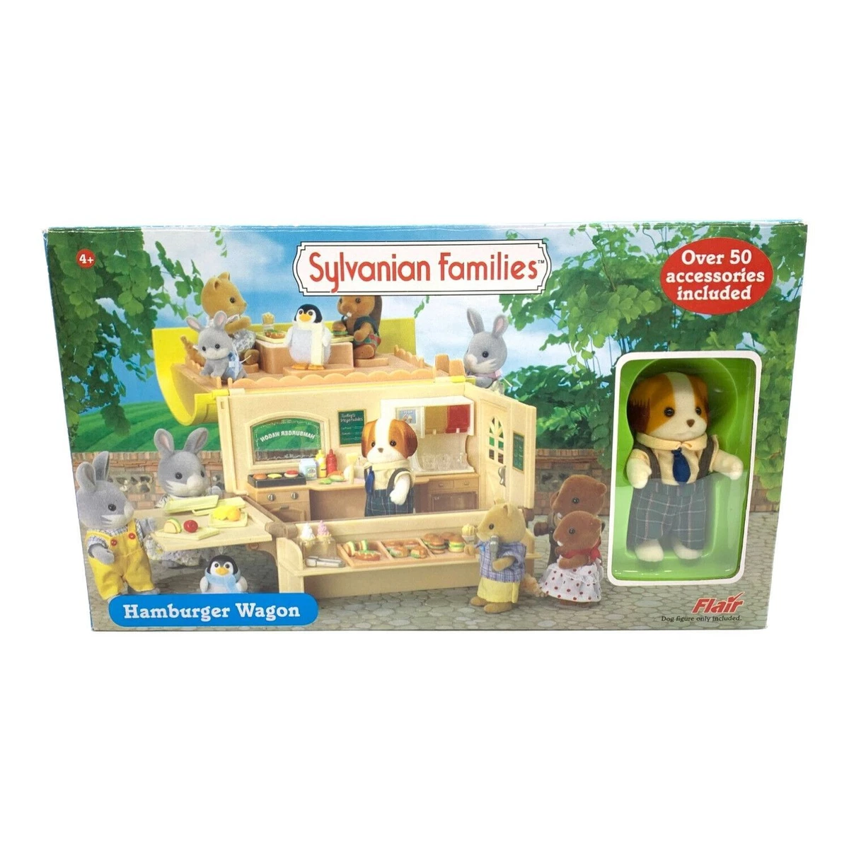 Sylvanian Families Calico Critters Hamburger Wagon and Dog Figure