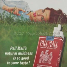 1970 Pall Mall Sexy Brunette Girl Green Grass photo art decor vintage print ad 