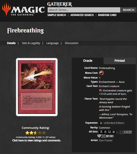 1993 MTG Magic The Gathering Unlimited Firebreathing Vintage BGS 9.5 Gem Mint - Picture 4 of 4