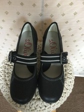 S Oliver  Black Ladies  Leather Clasp Shoes size 3 Brand New without the box