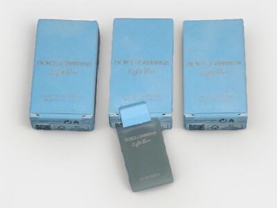 3x DOLCE and GABBANA Light Blue Lot of 3 Miniature Perfumes in Box  .15 oz ea