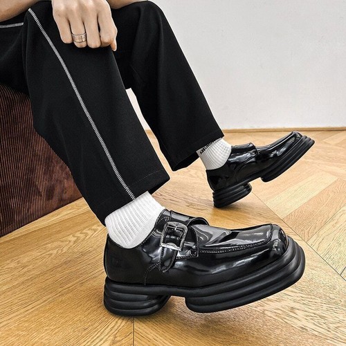2023 Men's platform shoes Spring and winter flat shoes Dress shoes Square  toe | eBay