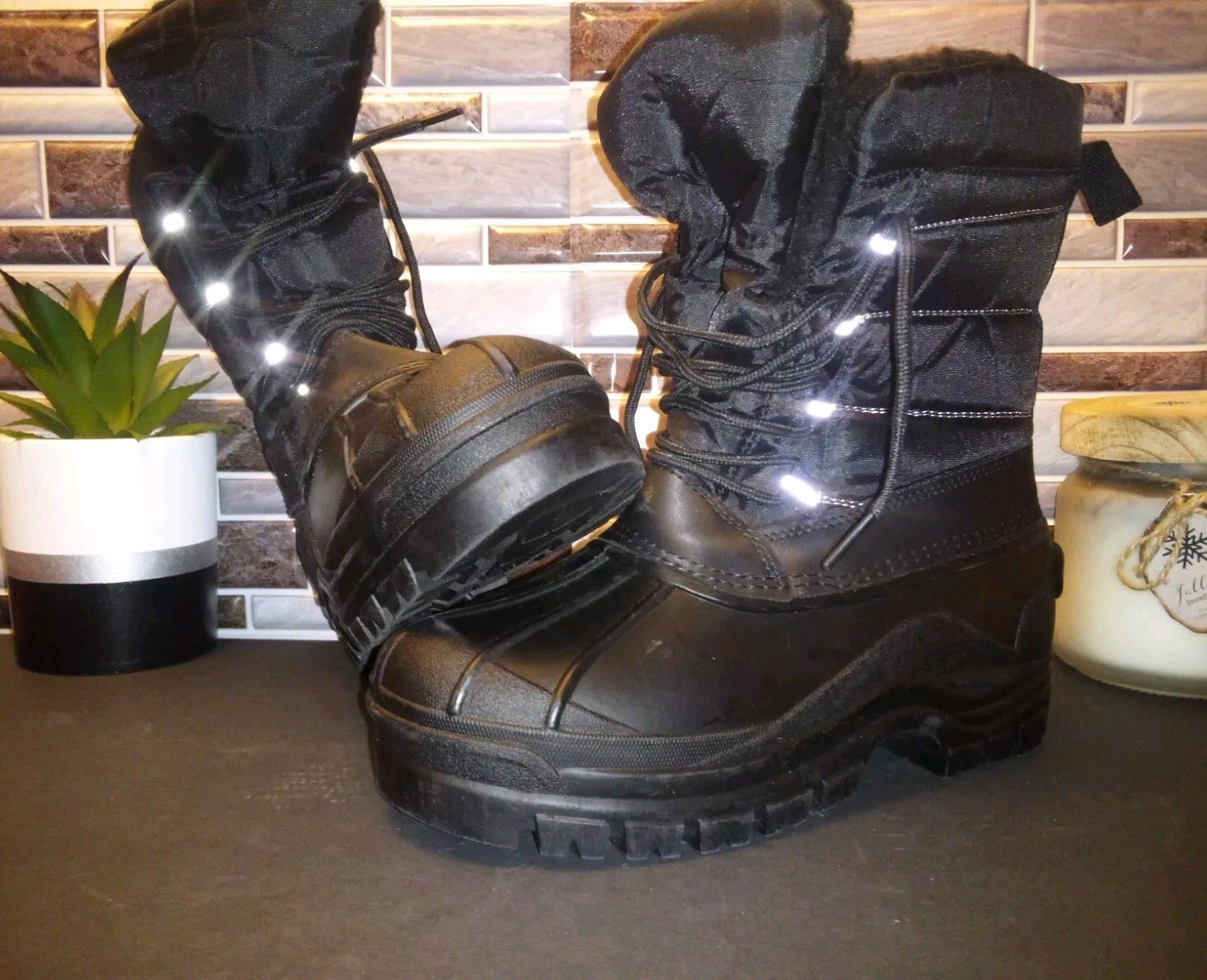 Kids Waterproof Insulated Snow Boots Mid Calf Size 3Y Black Winter NWOT