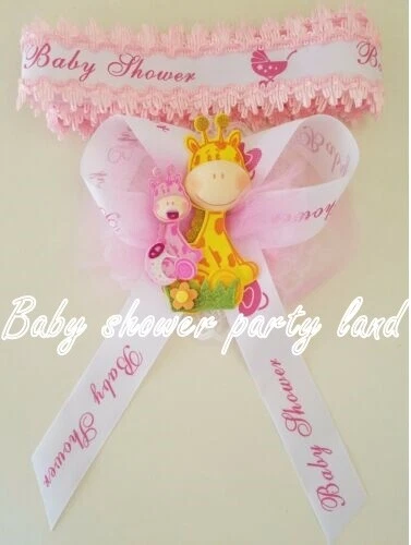 Faja de jirafa Baby Shower Mom To Be It's a Girl rosa cinta de safari ramillete Noah's Foto 4 de 4