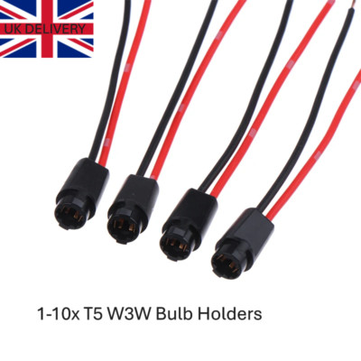 1-10 x T5 W3 W verdrahtet LED Glühbirne Sockel Halter Stecker Verlängerungskabel Kabelbaum UK