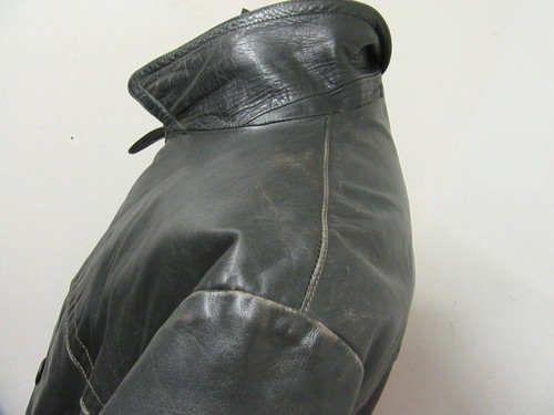 VINTAGE WW2 GERMAN LEATHER KREIGSMARINE HALF BELT JACKET SIZE L - Picture 11 of 21