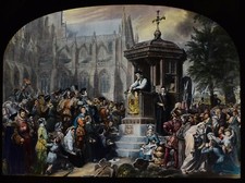 ANTIKES magisches Laternendia LATIMER PREDIGT AM ST. PAULS KREUZ UM 1890 ZEICHNUNG