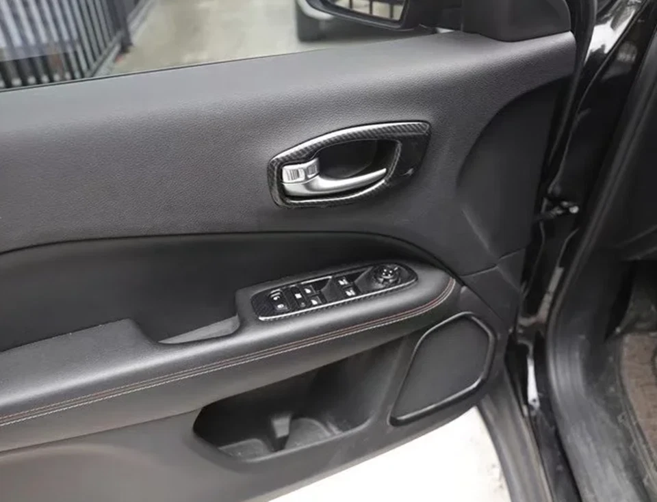 Kit de cubierta interior de auto de fibra de carbono negro 22 piezas para Jeep Compass 2017-2019 Foto 4 de 4