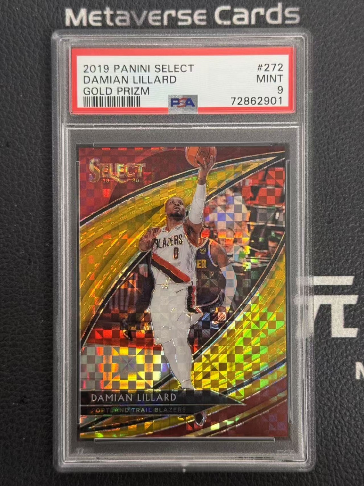 2019-20 Panini Select Courtside Damian Lillard Gold Prizm 02/10 #272 PSA 9