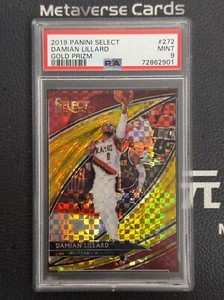 2019-20 Panini Select Courtside Damian Lillard Gold Prizm 02/10 #272 PSA 9