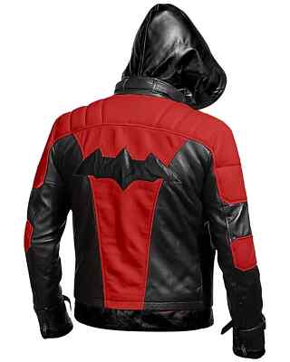 Batman Arkham Knight Red Hood Jason Todd Leather Jacket Vest Costume for  Men