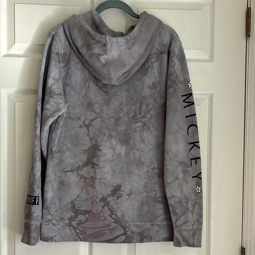 Neff Gray Tie Dye Tropical Mickey Mouse Hoodie Sweatshirt size Small Unisex - Picture 3 of 11