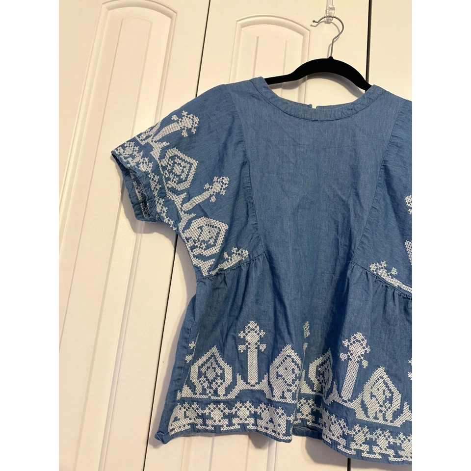 Blusa vaquera Central Park West cambray y bordado S Foto 4 de 4