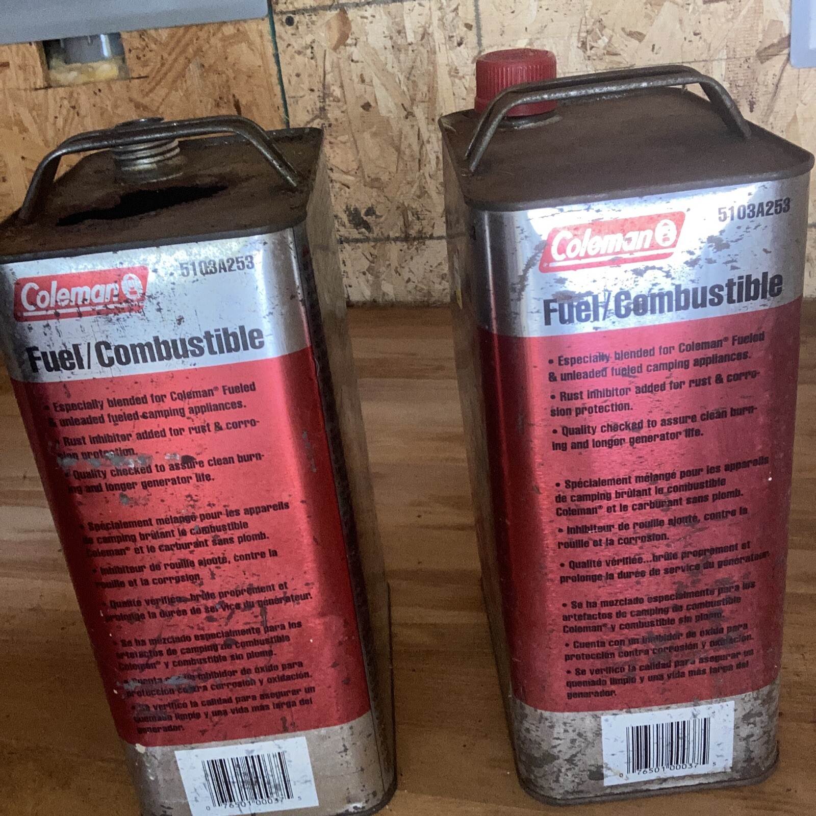 2 Vintage Coleman Stove and Lantern Camp Fuel Can Empty Advertising 1